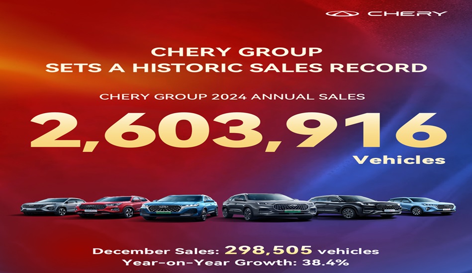 Chery 2024 Yılını 2,6 Milyonun Üzerinde Araç Satışıyla Tamamladı!
